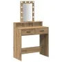 Mesa de tocador rústica con luces LED de roble 79x41x140 cm | Foro24.es | Tu tienda online para hogar, jardín y más Foro24.es