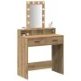 Mesa de tocador rústica con luces LED de roble 79x41x140 cm | Foro24.es | Tu tienda online para hogar, jardín y más Foro24.es