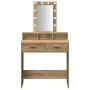 Mesa de tocador rústica con luces LED de roble 79x41x140 cm | Foro24.es | Tu tienda online para hogar, jardín y más Foro24.es