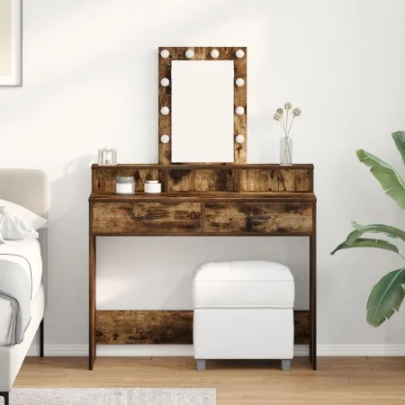 Mesa de tocador con luces LED Roble ahumado 100x41x140 cm | Foro24.es | Tu tienda online para hogar, jardín y más Foro24.es