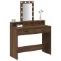 Mesa de maquillaje con luces LED de madera de roble marrón 100x41x140 cm | Foro24.es | Tu tienda online para hogar, jardín y más Foro24.es