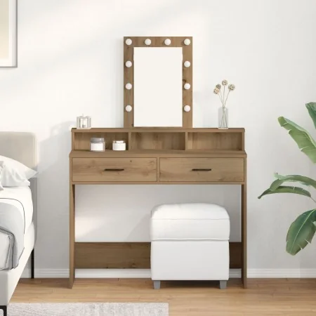 Mesa de tocador con luces LED en roble artesano 100x41x140 cm | Foro24.es | Tu tienda online para hogar, jardín y más Foro24.es