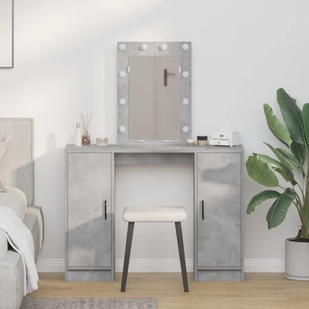 Mesa de Tocador con Luces LED Gris Concreto 102x33x135 cm | Foro24.es | Tu tienda online para hogar, jardín y más Foro24.es