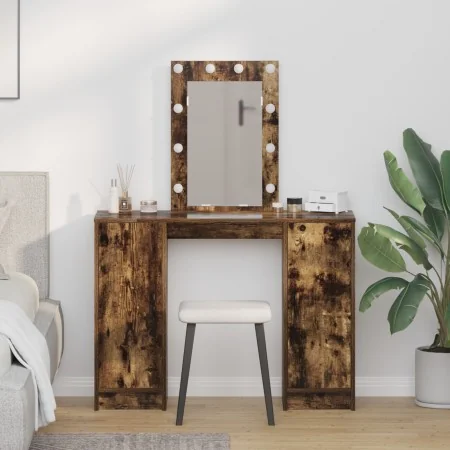 mesa de tocador con luces LED Roble Ahumado 102x33x135 cm | Foro24.es | Tu tienda online para hogar, jardín y más Foro24.es