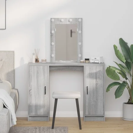 Mesa de tocador con luces LED gris Sonoma 102x33x135 cm | Foro24.es | Tu tienda online para hogar, jardín y más Foro24.es
