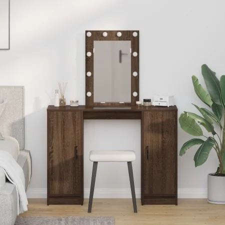 Mesa de tocador con luces LED Roble Marrón 102x33x135 cm | Foro24.es | Tu tienda online para hogar, jardín y más Foro24.es