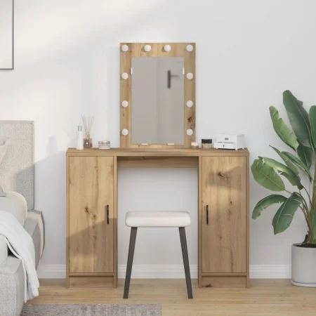 Mesa de Tocador con Luces LED Roble Artesanal 102x33x135 cm | Foro24.es | Tu tienda online para hogar, jardín y más Foro24.es