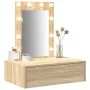 Mesa de tocador de pared con luces LED en roble de Sonoma | Foro24.es | Tu tienda online para hogar, jardín y más Foro24.es