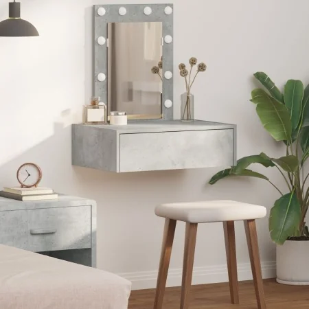 Mesa de tocador colgante con luces LED en Gris Concreto | Foro24.es | Tu tienda online para hogar, jardín y más Foro24.es