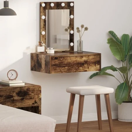 Mesa de tocador colgante con luces LED en roble ahumado | Foro24.es | Tu tienda online para hogar, jardín y más Foro24.es