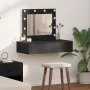 Mesa de Tocador Montada en la Pared con Luces LED en Roble Negro | Foro24.es | Tu tienda online para hogar, jardín y más Foro24.es