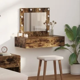 Mesa de tocador colgante con luces LED en roble