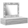 Mesa de tocador montada en la pared con luces LED gris sonoma | Foro24.es | Tu tienda online para hogar, jardín y más Foro24.es
