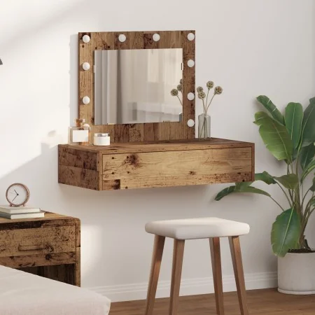 Mesa de Tocador Montada en la Pared con Luces LED de Madera Antigua | Foro24.es | Tu tienda online para hogar, jardín y más Foro24.es