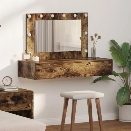 Mesa de tocador colgada con luces LED en roble ahumado | Foro24.es | Tu tienda online para hogar, jardín y más Foro24.es