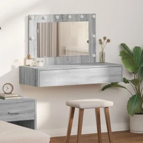 Mesa de Tocador Colgante con Luces LED Gris Sonama