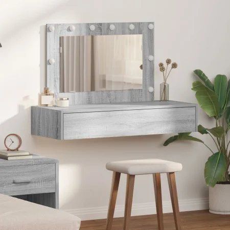 Mesa de Tocador Colgante con Luces LED Gris Sonama von , Schlafzimmerkommoden - Ref: Foro24-865240, Preis: 113,46 €, Rabatt: ...