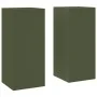 Soportes para Plantas de Exterior Pilar 2 pcs Verde Oliva 24x24x55 cm Acero | Foro24.es | Tu tienda online para hogar, jardín y más Foro24.es