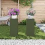 Soportes para Plantas de Exterior Pilar 2 pcs Verde Oliva 24x24x55 cm Acero | Foro24.es | Tu tienda online para hogar, jardín y más Foro24.es