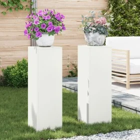 Soportes para Plantas de Exterior Pilar 2 pcs Blanco 24x24x75 cm Acero by , Pot stands - Ref: Foro24-865821, Price: 80,92 €, ...