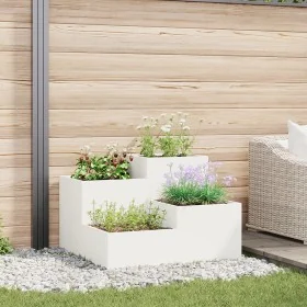 Macetero de Jardín 80x80x60 cm Acero Blanco by , Pots and planters - Ref: Foro24-865856, Price: 141,03 €, Discount: -5%%