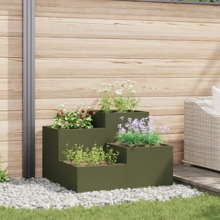 Macetero de Jardín 80x80x60 cm Verde Oliva Acero | Foro24.es | Tu tienda online para hogar, jardín y más Foro24.es