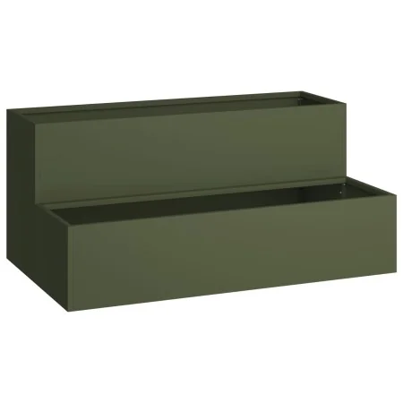 Macetero de jardín de 2 niveles 100x60x45 cm Verde oliva Acero | Foro24.es | Tu tienda online para hogar, jardín y más Foro24.es