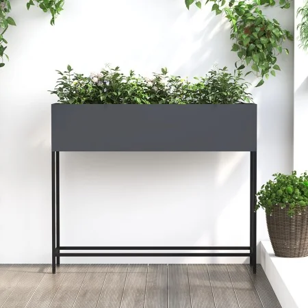 Jardinera Elevada 100x26x82 cm Acero Antracita by , Pots and planters - Ref: Foro24-865878, Price: 89,20 €, Discount: -5%%
