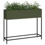 Jardinera Elevada 100x26x82 cm Verde Oliva Acero by , Pots and planters - Ref: Foro24-865879, Price: 101,10 €, Discount: -5%%