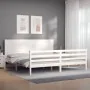 White solid wood bed frame with headboard 200x200 cm by vidaXL, Beds and slatted bases - Ref: Foro24-3194657, Price: 207,82 €...