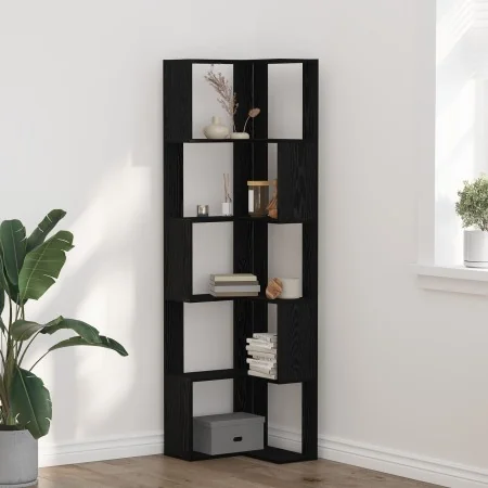 Estante Esquinero de 5 Niveles en Roble Negro 50x50x179 cm de Madera by , Bookcases and shelves - Ref: Foro24-868049, Price: ...