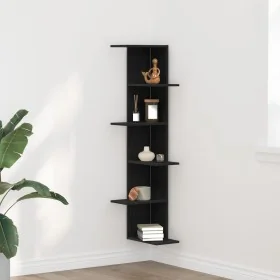 Estante de esquina Negro Roble 36,5x36,5x140 cm