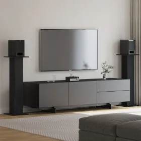 Soportes para altavoces 2 pcs Madera de roble negro 30x30x95 cm Madera de ingeniería von , Lautsprecherständer - Ref: Foro24-...