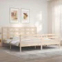 Bed frame with solid wood headboard 200x200 cm by vidaXL, Beds and slatted bases - Ref: Foro24-3194006, Price: 141,46 €, Disc...
