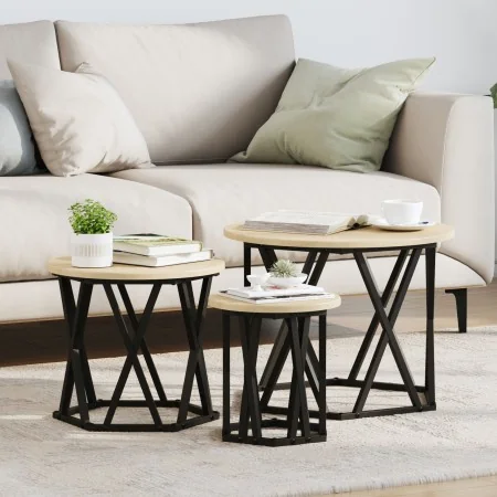 Mesas Laterales Anidadas 3 piezas Madera de Roble Sonoma | Foro24.es | Tu tienda online para hogar, jardín y más Foro24.es