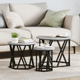 Comprar Mesas Apilables 3 pcs Gris Sonoma Madera