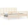 Bed frame with solid wood headboard 200x200 cm by vidaXL, Beds and slatted bases - Ref: Foro24-3194006, Price: 141,46 €, Disc...