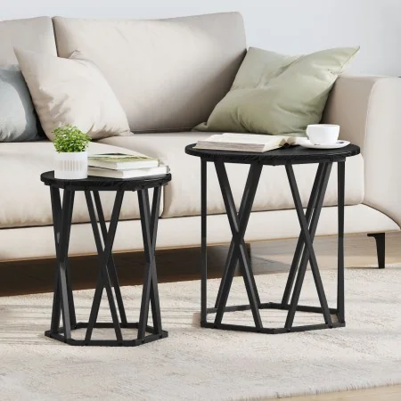 Mesas Laterales 2 pcs de Madera de Roble Negra | Foro24.es | Tu tienda online para hogar, jardín y más Foro24.es