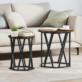 Mesas Laterales 2 pcs de Madera de Roble Ahumado de , Mesas de centro - Ref: Foro24-868263, Precio: 64,08 €, Descuento: -5%%