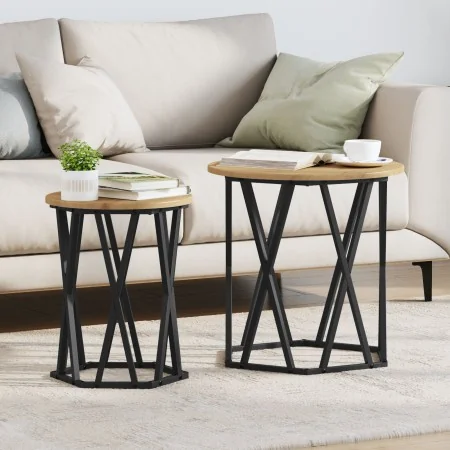 Mesas Laterales de Madera de Roble Artesanal - 2 Piezas by , Coffee table - Ref: Foro24-868266, Price: 63,38 €, Discount: -5%%