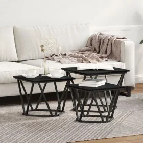 Mesas Laterales 3 pcs Madera de Roble Negra