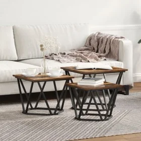 Mesitas de noche 3 pcs Madera de roble ahumada