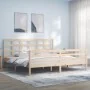 Bed frame with solid wood headboard 200x200 cm by vidaXL, Beds and slatted bases - Ref: Foro24-3194006, Price: 141,46 €, Disc...
