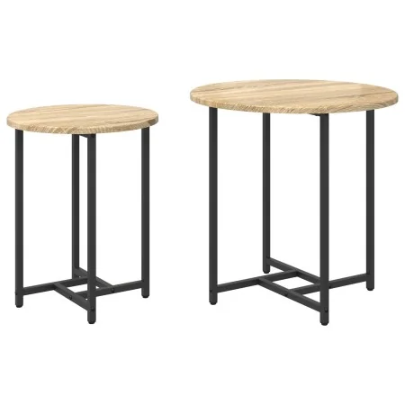 Mesa auxiliar de 2 piezas en madera de roble sonoma y metal | Foro24.es | Tu tienda online para hogar, jardín y más Foro24.es