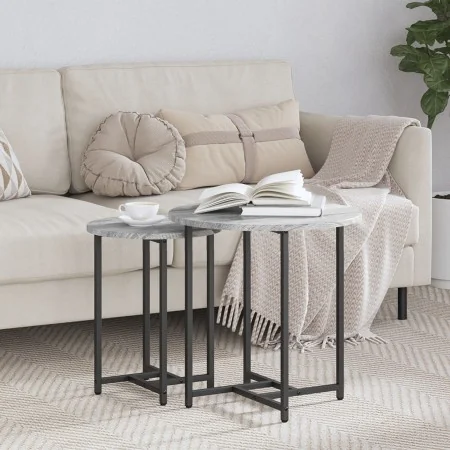 Mesa Lateral 2 pcs Gris Sonoma de Madera y Metal | Foro24.es | Tu tienda online para hogar, jardín y más Foro24.es