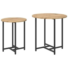 Mesa Lateral de 2 pcs en Madera de Roble Artisan y Metal by , Side tables - Ref: Foro24-869701, Price: 47,92 €, Discount: -5%%