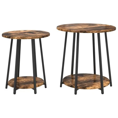 Mesa lateral de 2 piezas en madera de roble ahumado y metal | Foro24.es | Tu tienda online para hogar, jardín y más Foro24.es