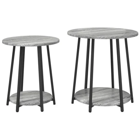 Mesa Lateral 2 pcs Gris Sonoma de Madera y Metal | Foro24.es | Tu tienda online para hogar, jardín y más Foro24.es