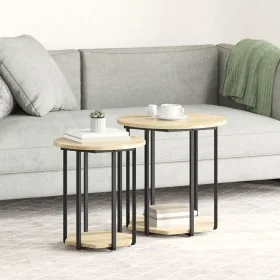 Mesa auxiliar de 2 piezas de madera de roble Sonoma y metal von , Seitentische - Ref: Foro24-869715, Preis: 69,24 €, Rabatt: ...