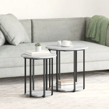 Mesa Lateral 2 pcs Gris Sonoma de Madera y Metal | Foro24.es | Tu tienda online para hogar, jardín y más Foro24.es